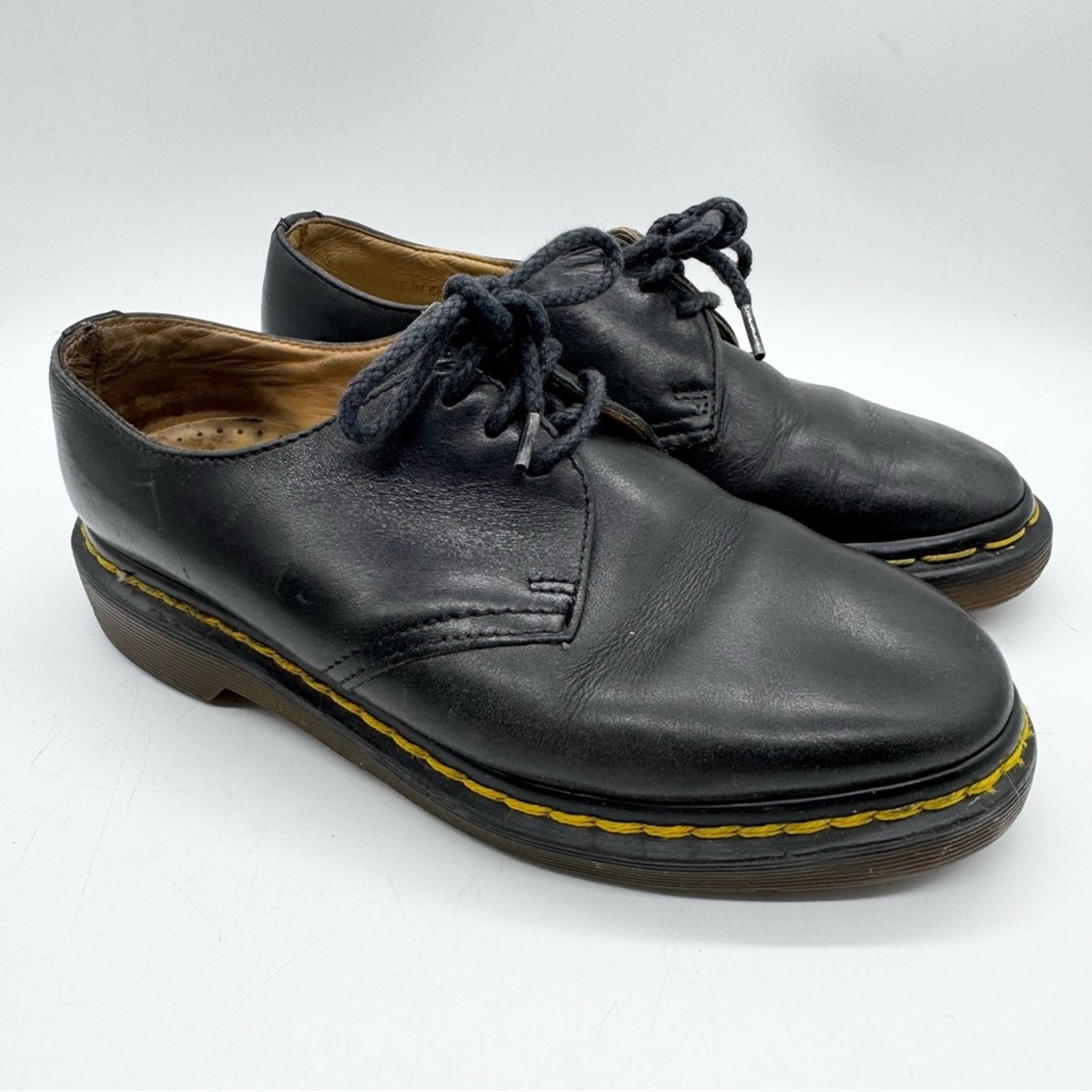 Vintage 90s Made In England Dr. Marten's 3-Eyelet Oxford Lace Up Shoes Black 3